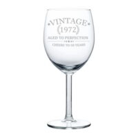 Wine Glass Cheers To 50 Years Vintage 1972 50th Birthday (Stemmed, 10oz)