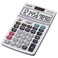 Casio JF-100MS 10-Digit Desktop Calculator, Extra Large LCD Display, Silver