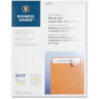 Business Source Block-out File Folder Labels Permanent Adhesive3.43' Length - Laser, Inkjet - White - 30 / Sheet - 750 / Pack