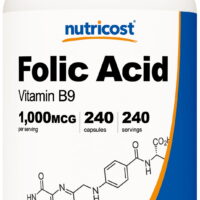 Nutricost Folic Acid (Vitamin B9) 1000 mcg, 240 Capsules - Gluten Free, Non-GMO Supplement