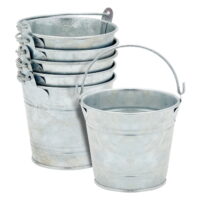 6 Pack Mini Tin Buckets for Centerpieces, Succulents, and Themed Party Favors, 3 in