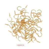 100Pcs/set Brass Plated Steel Ceiling Cups Hooks Screw Hooks for Hanging Home Ceiling Hanging