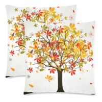 YKCG Autumn Harvest Tree Of Life Pillowcase Cushion Case Cover 18x18 Twin Sides, Fall Tree Leaves Zippered Throw Pillow Case Shams Decorative, Set of 2