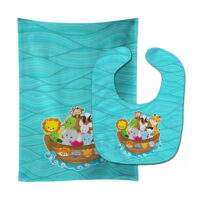 Carolines Treasures BB7021STBU Noahs Ark Baby Bib & Burp Cloth