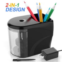 Electric Pencil Sharpener Heavy-Duty Helical Blade Sharpener with Adapter/Battery Operated for No.2/ (6-8mm) Pencils, Auto Stop