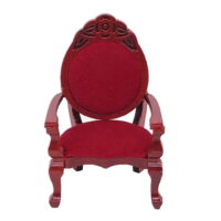1:12 Dollhouse Red Carving Retro Chair High Back Wooden Miniature Furniture Dollhouse Accessories