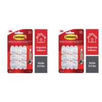 3M Command Mini Hooks 17006 6 Plastic Hooks Strong Hold Reusable 2-Pack, White