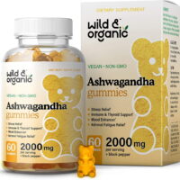 Wild & Organic Ashwagandha Gummies - Stress Relief Gummy - Mood & Immune Support, 60 Chews