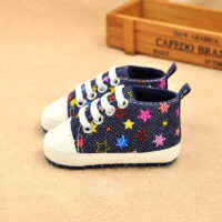 Newborn Baby Infant Boy Girl Soft Sole Anti-Slip Canvas Sneaker Dark Blue Star 6-12M