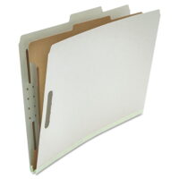 4 Section Pressboard 1 Divider Legal Size Classification Folders - Gray (10/Box)