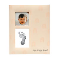 Pearhead Baby Memory Book and Clean-Touch Ink Pad, Baby Girl or Baby Boy Journal, Baby Milestone Photo Album, Blush Rainbow