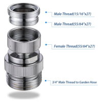 YDmeet Swivel Faucet Adapter Kit, Brass 3/4-Inch Garden Hose Adapter with Aerator, Kitchen Sink Faucet Adapter for Female & Male to Male, Chrome Finish