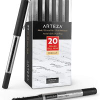 Arteza Roller Ball Pens, Black Ink, Extra Fine 0.5 mm - 20 Pack