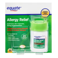 Equate All-Day Allergy Relief Cetirizine Softgels, 10 mg Antihistamine, 25 Count