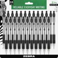 Zebra Pen Z-Grip Retractable Ballpoint Pens Medium Pen Point - 1 mm Pen Point Size - Black - Clear Barrel - 24 / Pack
