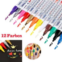 12pcs Waterproof Paint Pens Marker Car Tyres Cars Metal Wood