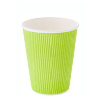12 oz Eco Green Paper Coffee Cup - Ripple Wall - 3 1/2' x 3 1/2' x 4 1/4' - 25 count box