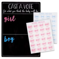 Baby Gender Reveal Board Game with 120 Girl or Boy Voting Stickers, Cast Your Vote Sign with Stand