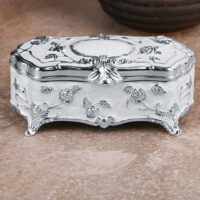 Dolked Innovative  Vintage Princess Jewelry Box Small Silver Plated Glazed Jewelry Storage Box-.10x6x4cm