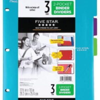 Five Star 2 Pocket Binder Dividers 3 count Blue/Purple/LimeFive Star 2 Pocket Binder Dividers 3 count Blue/Purple/Lime