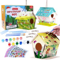 Crafts for Kids Ages 4-8 6-8, 3 Pack DIY Bird House Kits for Children to Build and Paint Wooden Birdhouse Arts and Craft Gifts for Girls Kids Ages 4-6 8-12, Paints & Brushes Included