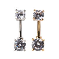 Claire's Women's Mixed Metal Cubic Zirconia 14G Belly Rings, Barbell Post, 2 Pack, 29417