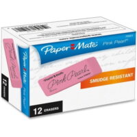 Paper Mate Pink Pearl Eraser Pink - Rubber - Lead Pencil - 12 / Box - Self-cleaning, Tear Resistant, Smudge-free, Soft, Pliable