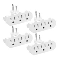 Maxxima 3-Outlet Swivel Grounded 180 Degree Wall Plug Adapter, Wall Tap, Swivel Outlet, ETL Listed (4-Pack)