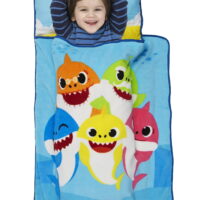 Baby Shark Blue Cartoon Polyester Nap Mats, Washable