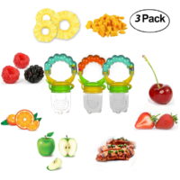 Baby Fruit Feeder Pacifier ( 3 Pack)- Rattle Fruit Feeders- Silicone Teething Toys for Infants Toddlers