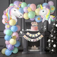 Yansion Pastel Unicorn Balloons Set, 52pcs Birthday Decorations with Huge 3D Unicorn Balloons, for Baby Shower Girls Children's Birthday Party Supplies