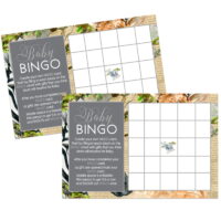 Jungle Baby Shower Bingo Game Pack of 25 Activity Guests Play Fill In Gift Guesses on Blank Cards Gender Reveal Event Royal Safari Animal Boy or Girl Printed 4x6 Size Paper Clever Party