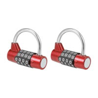 4-Digit Combination Padlock, 2-inch Resettable Lock for Gate Locker Red 2Pcs