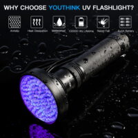 UV Handheld 100 LED Blacklight Scorpion 395nm Violet Flashlight Detection Torch Light for Dog Urine, Pet Stains and Bed Bug