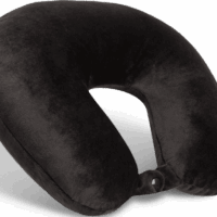 Protege Microfiber Travel Neck Pillow,100% Polyester Fleece Knit, Black, One Size