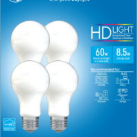 GE Refresh LED Light Bulbs 8.5 Watt (60 Watt Equivalent) HD Light, A19 Bulb Shape, Medium Base, Dimmable (4 Pack)