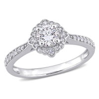 4/5 Carat T.G.W. Created White Sapphire and 1/10 Carat T.W. Diamond 10kt White Gold Vintage Engagement Ring