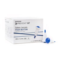 McKesson Prevent Lancet Fixed Depth Lancet Needle 1.4 mm Depth 25 Gauge Push Button Activated, McKesson Brand, 16-PBHPSL25G1.4 - Box of 100