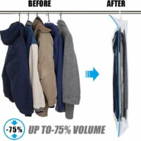 5 PACK Large Hanging Vacuum Space Saver Closet Storage Bags Clothes Dress Suits 47' x 28'