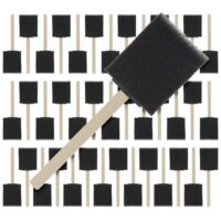 US Art Supply 2 inch Foam Sponge Wood Handle Paint Brush Set (Value Pack of 40) - Lightweight, durable