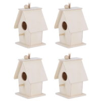 Mavis Laven Bird Feeding House,Bird House,4Pcs Hanging Type Innovative Wood Bird House Nests Cage for Garden Courtyard Decoration