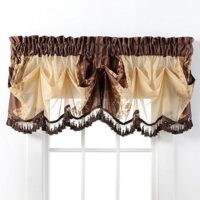 Danbury Embroidered Window Beaded Valance Treatments By GoodGram® - Brown