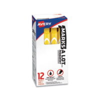MARKS A LOT Large Desk-Style Permanent Marker Broad Chisel Tip, Yellow, Dozen, 8882