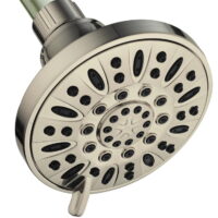 AquaDance High Pressure 6 Setting Luxury 4 Inch Wide Flow Fixed Shower Head with Rain, Massage, Mist and Pause Modes - Angle Adjustable / All Nickel Finish / Top Rated Us Shower Brand