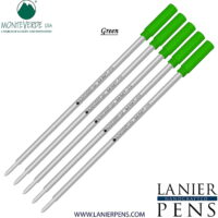 Lanier Combo Pack - 5 Pack - Monteverde Soft Roll Ballpoint C13 Paste Ink Refill Compatible with most Cross Style Ballpoint Pens - Green (Medium Tip 0.7mm)