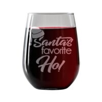 Stemless Wine Glass Christmas Gift Ideas for Women Her, 17 ounce oz - Santas Favorite Ho