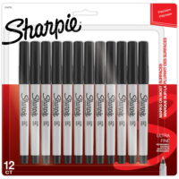 Sharpie Permanent Markers, Ultra Fine Point, Black, 12 Count