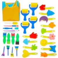 31 Pcs Kids Paint Foam Sponge Brushes Set with Stamps for Crafts Supplies, Painting & Drawing Tool