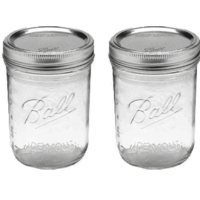 Ball, Glass Mason Jars with Lids & Bands, Wide Mouth, Clear, 16 oz, Pint, 2-Pack (2 Single Jar)