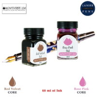Monteverde 60ml Core Fountain Pen Ink Bottle (30ml Red Velvet Ink Bottle G309RV, 30ml Rose Pink Ink Bottle G309RP)